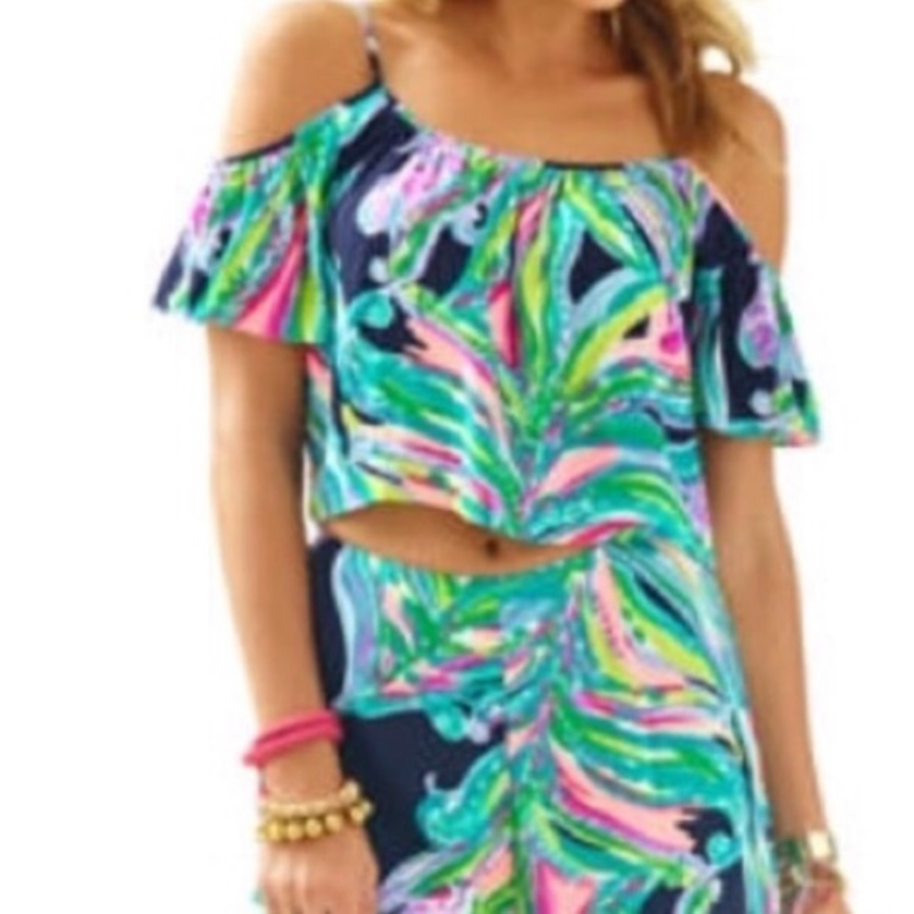 LILLY PULITZER Cold Shoulder Crop Top Size 8